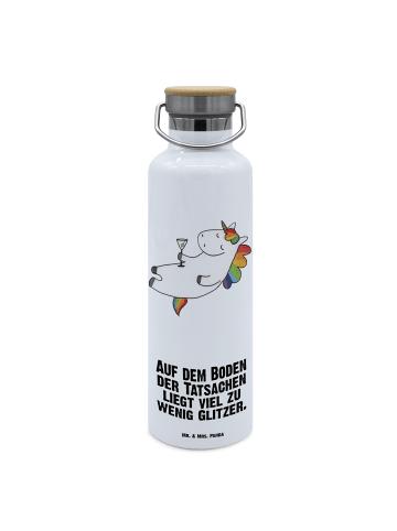 Mr. & Mrs. Panda Getränkeflasche Einhorn Blümchentail mit Spruch in Weiß