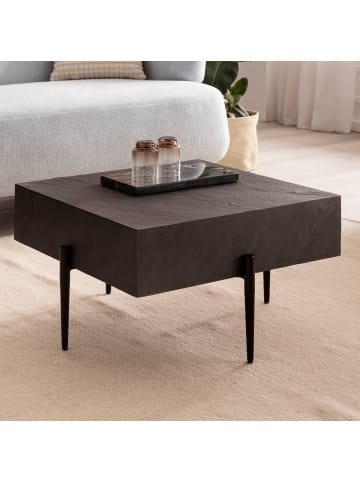 KADIMA DESIGN Couchtisch 64x64x35 cm Steinoptik / Metall Sofatisch Anthrazit