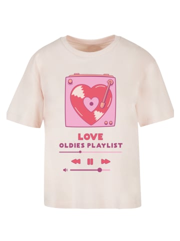 F4NT4STIC Ladies Everyday Tee Love Oldies Playlist Valentinstag in pink