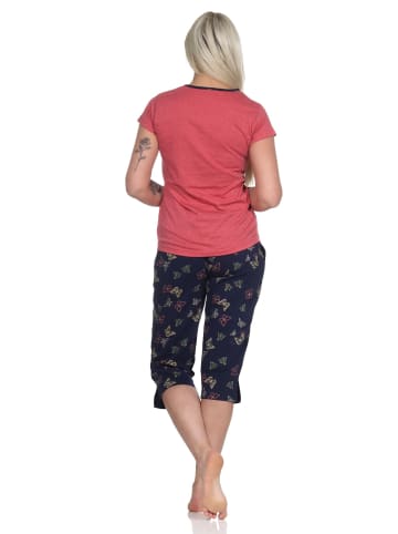 NORMANN kurzarm Capri Schlafanzug Pyjama Schmetterling in rot