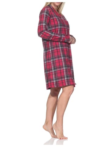 NORMANN Langarm Nachthemd durchknöpfbar Jersey in rot