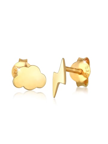 Elli Ohrringe 925 Sterling Silber Blitz, Wolke in Gold