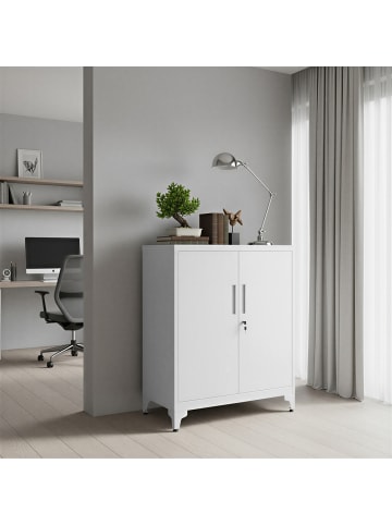 SONGMICS Aktenschrank Berend in Hellgrau - (B)80 x (H)90 x (T)40 cm