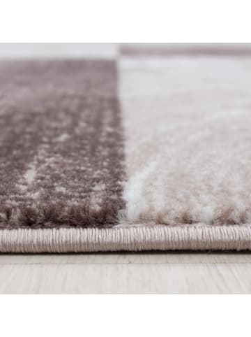 KADIMA DESIGN Teppich Kurzflor Waschbar Abstrakt-Karo DRAU Strapazierfähig in Braun