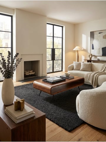 KADIMA DESIGN Couchtisch 90x55x30 cm Massivholz / Metall Sofatisch Eckig,