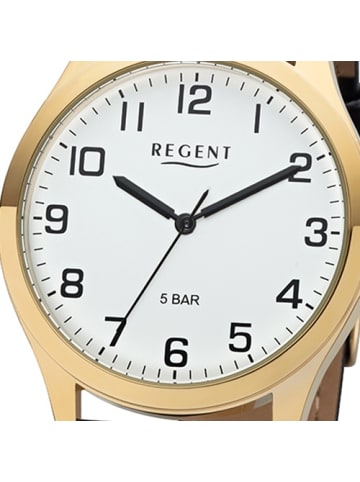 Regent Armbanduhr Regent Lederarmband schwarz mittel (ca. 39mm)