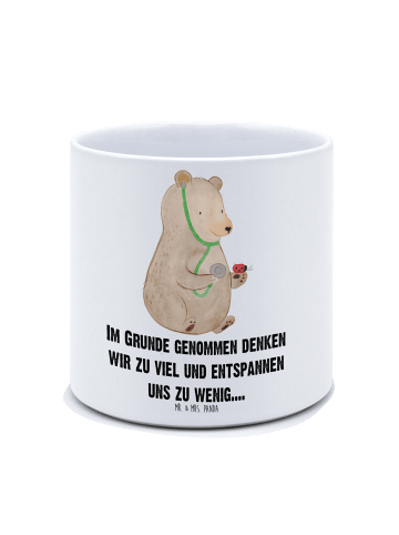 Mr. & Mrs. Panda Pflanzkübel Bär Arzt mit Spruch in Weiß