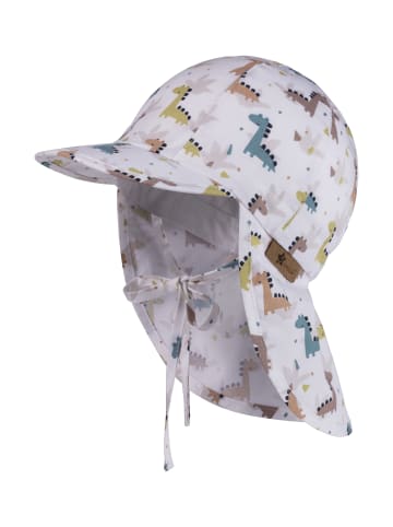 Sterntaler Schirmmütze mit Nackenschutz Dinos in weiß