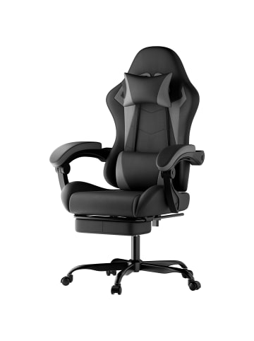 ABRIHOME Gaming Stuhl in Grau Violett mit Lendenkissen Kopfstütze höhenverstellbar