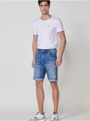 KOROSHI Entspannte denim-bermudashorts mit fünf taschen in blau