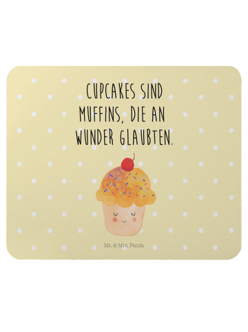 Mr. & Mrs. Panda Mouse Pad Cupcake mit Spruch in Gelb Pastell