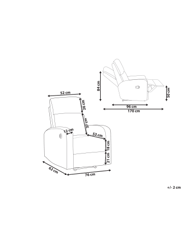 Beliani Fernsehsessel VERDAL in Beige - (W) 76 x (H) 102 x (L) 62 cm