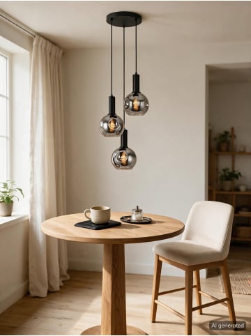 home24 home24 Pendelleuchte aus Glas und Metall in Schwarz - 35 x 35 x 120 cm in Schwarz