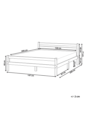 Beliani Doppelbett ECHALLON in Braun - (W) 147 x (H) 71 x (L) 208 cm
