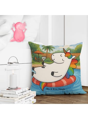 Mr. & Mrs. Panda Sofakissen Einhorn Blümchentail Design ohne Spruch in Weiß