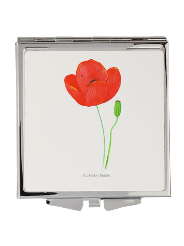 Mr. & Mrs. Panda Schminkspiegel Blume Mohnblume ohne Spruch in Weiß