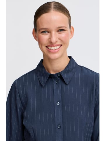 b. young BYMMIDDE SHORT SHIRT - LIGHT WOVEN Slim fit in Navy Pinstripe Mix