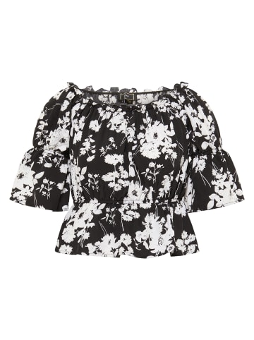 faina Damen Carmenbluse in Schwarz Weiss