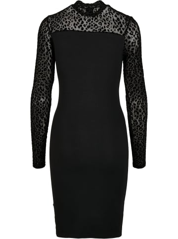Urban Classics Urban Classics Damen Ladies Flock Lace Turtle Neck Dress in black