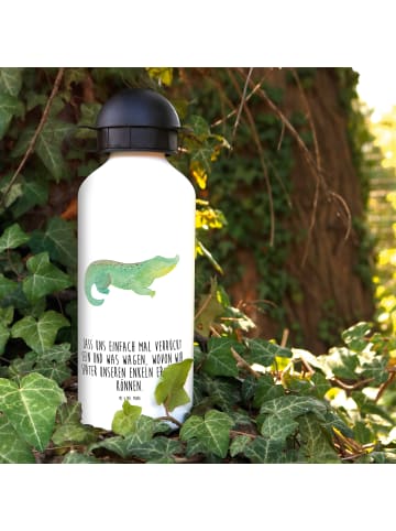 Mr. & Mrs. Panda Kindertrinkflasche Krokodil mit Spruch in Weiß