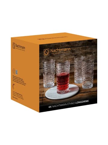 Nachtmann 4er Set Longdrinkgläser Ethno 420 ml in transparent