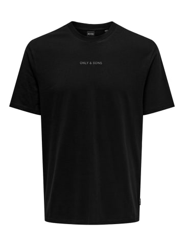 Only&Sons Basic Rundhals T-Shirt Gummidruck Normal geschnitten in Schwarz