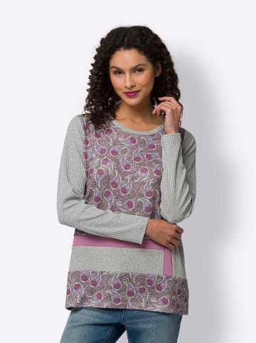 Heine Langarmshirt in hellgrau-violett-bedruckt