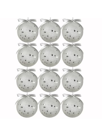 MARELIDA 12x Christbaumkugeln Weihnachtskugeln bruchfest 2 Designs D: 8cm transparent