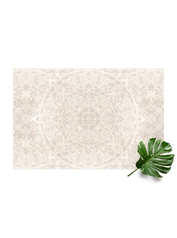 WALLART Vinyl-Teppich - Mandala Aquarell Muster Ornament beige in Creme-Beige