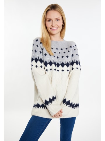 usha BLUE LABEL Damen Strickpullover in Weiss Mehrfarbig