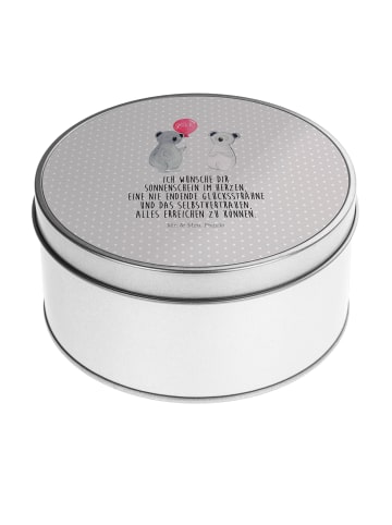 Mr. & Mrs. Panda Blechdose rund Koala Luftballon mit Spruch in Grau Pastell