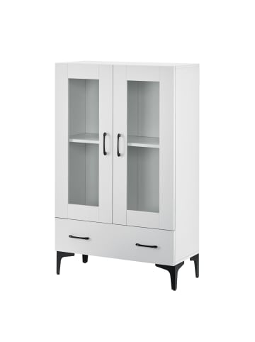 en.casa Vitrinenschrank Søndersø in Weiß (H)115cm (B)70cm (T)31cm