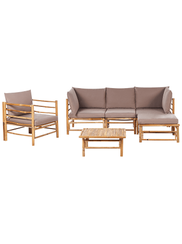 Beliani 6-tlg Sitzgruppe CERRETO in Braun/Beige/Grau