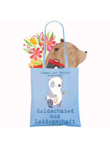 Mr. & Mrs. Panda Tragetasche Goldschmied Leidenschaft mit Spruch in Sky Blue