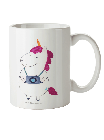 Mr. & Mrs. Panda Teetasse Einhorn Fotograf ohne Spruch in Weiß