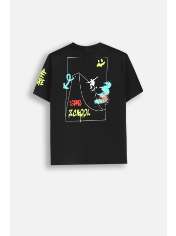 Coccodrillo Baumwoll-T-Shirt mit kurzen Ärmeln in schwarz