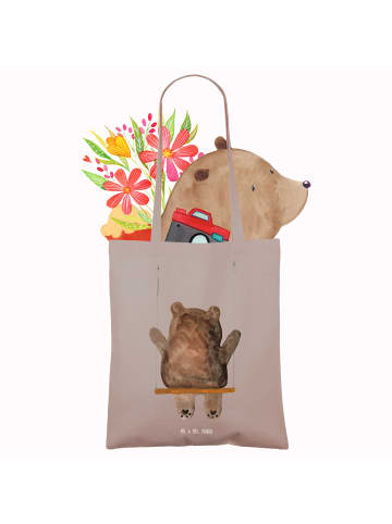 Mr. & Mrs. Panda Tote Bag Bär Schaukel ohne Spruch in Braun Pastell