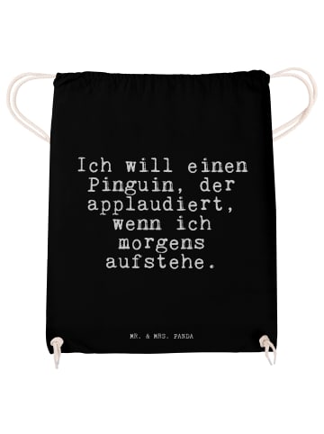 Mr. & Mrs. Panda Jutebeutel Ich will einen Pinguin,... mit Spruch in Schwarz