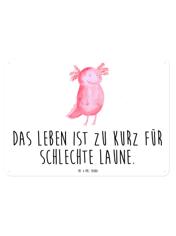 Mr. & Mrs. Panda Schild Axolotl Glücklich mit Spruch in Weiß