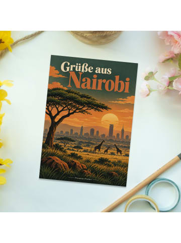Bildkarte Nairobi nostalgisch Design mit Spruch in Weiß