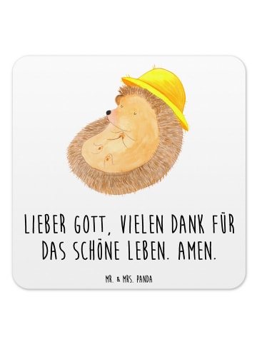 Mr. & Mrs. Panda Bierdeckel Igel Beten mit Spruch in Weiß
