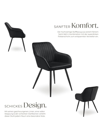 tectake Polstersessel gepolstert, in Samtoptik, gesteppt, 58 x 62 x 82 cm