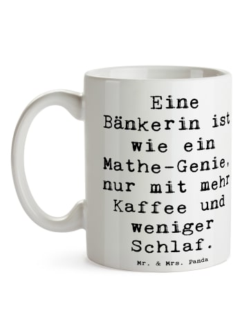 Mr. & Mrs. Panda Tasse Spruch Bänkerin Genie mit Spruch in Weiß