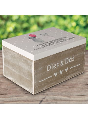 Mr. & Mrs. Panda Holzkiste Koala Luftballon mit Spruch in Grau Pastell