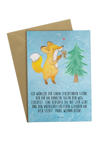 Mr. & Mrs. Panda Glückwunschkarte Fuchs  Weihnachtsbaum mit Spruch in Eisblau