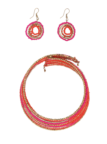 IZIA Damen Ohrringe in Orange Gold Mehrfarbig
