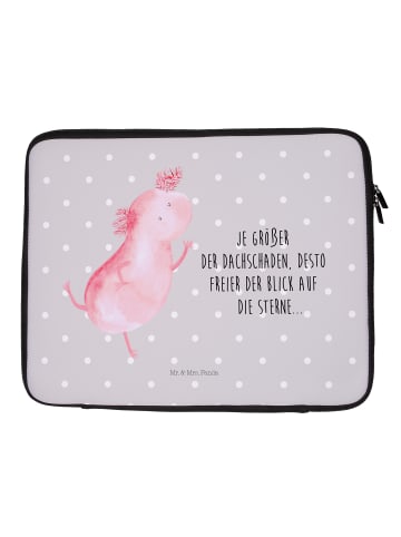 Mr. & Mrs. Panda Notebook Tasche Axolotl Tanzen mit Spruch in Grau Pastell