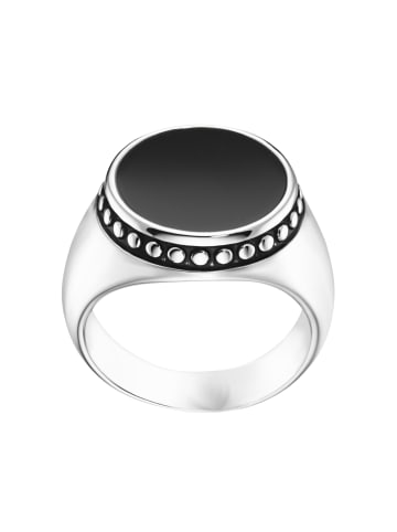 Giorgio Martello Milano Ring Siegelring Mit Schwarzem Achat in Schwarz