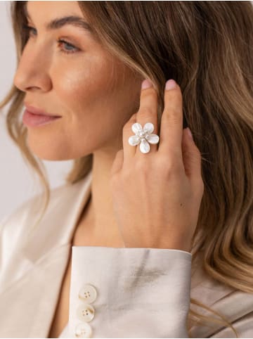 PURELEI Ring Pearly Flower Silber