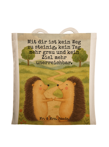 Mr. & Mrs. Panda Tote Bag Igel Liebe Design mit Spruch in Weiß